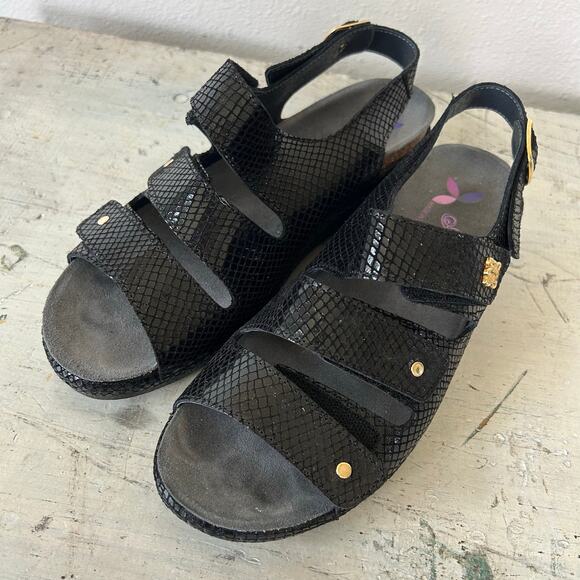 Helle Comfort 356-F Tulin Black Leather Orthotic Adjustable sling back Sandal 39 - Picture 5 of 16